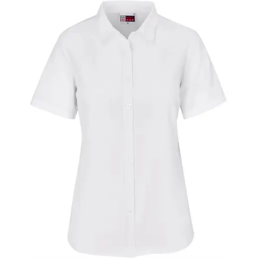 Ladies Short Sleeve Oxford Shirt White Front